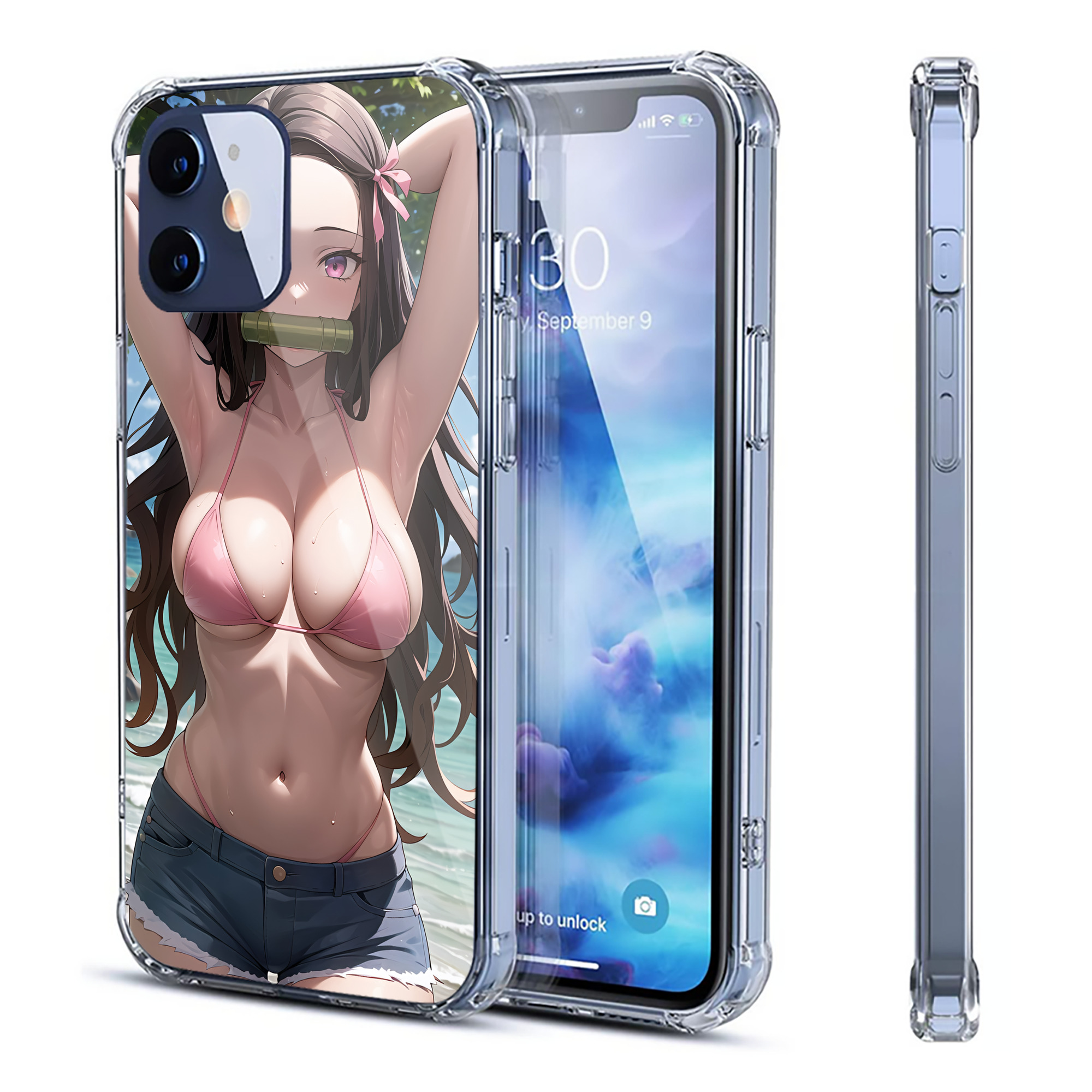 （画像用） 鬼滅の刃（きめつのやいば）竈門 禰󠄀豆子／かまど ねずこ Kamado Nezuko 【iPhone 12シリーズ対応】透明スマホケース（クリアソフトケース）